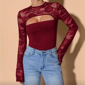Elegant Burgundy Lace Top